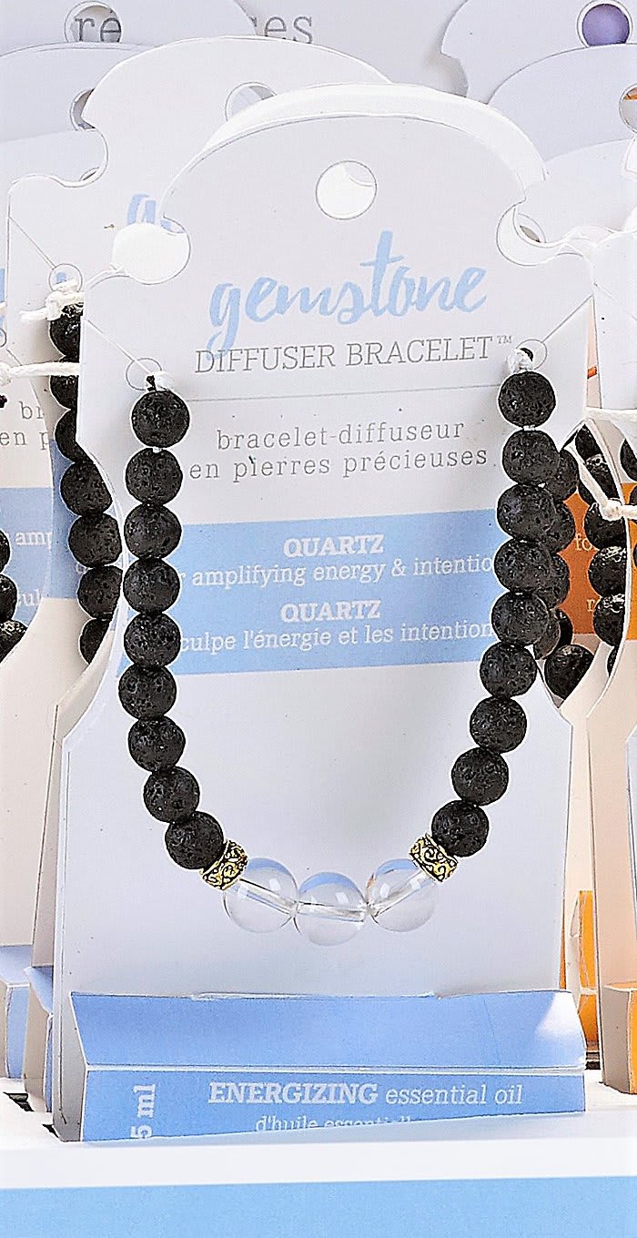 Quartz & Lava Bead Energizing Essential Oil Bracelet