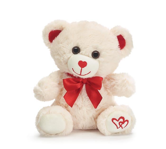 Bear with Heart Shaped Nose & Hearts Accent Flower Bouquet