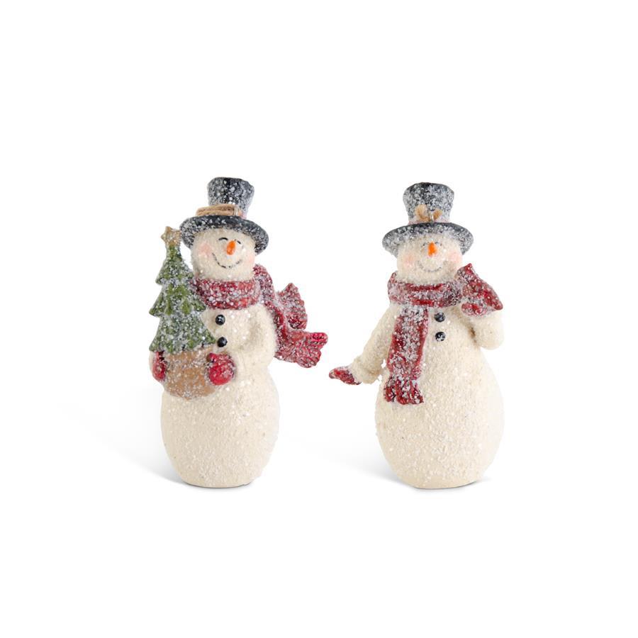 14.75''IN GLITTERED RESIN VINTAGE SNOWMEN
