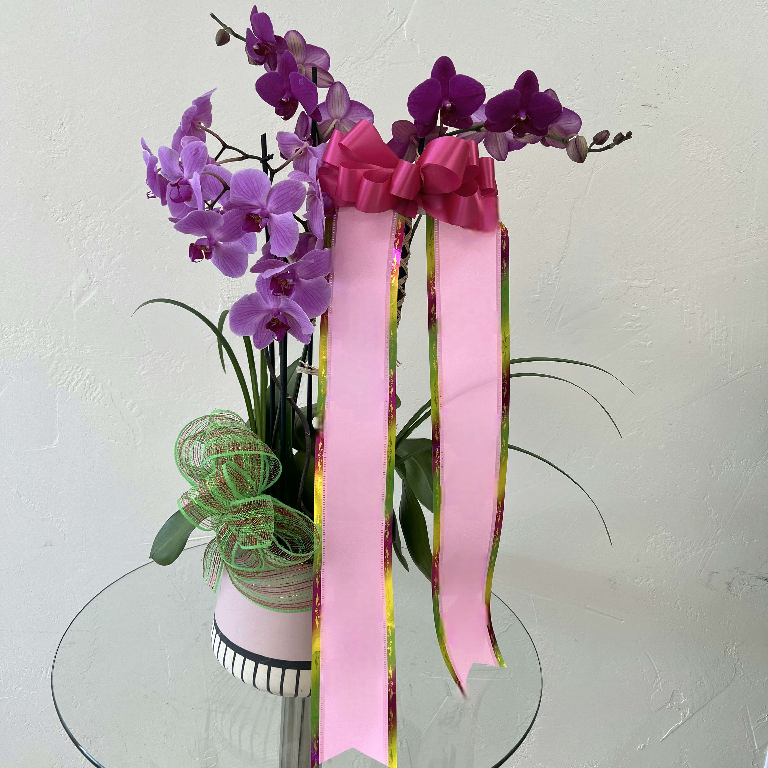 Three Stem Orchid w/ Ribbon Message
