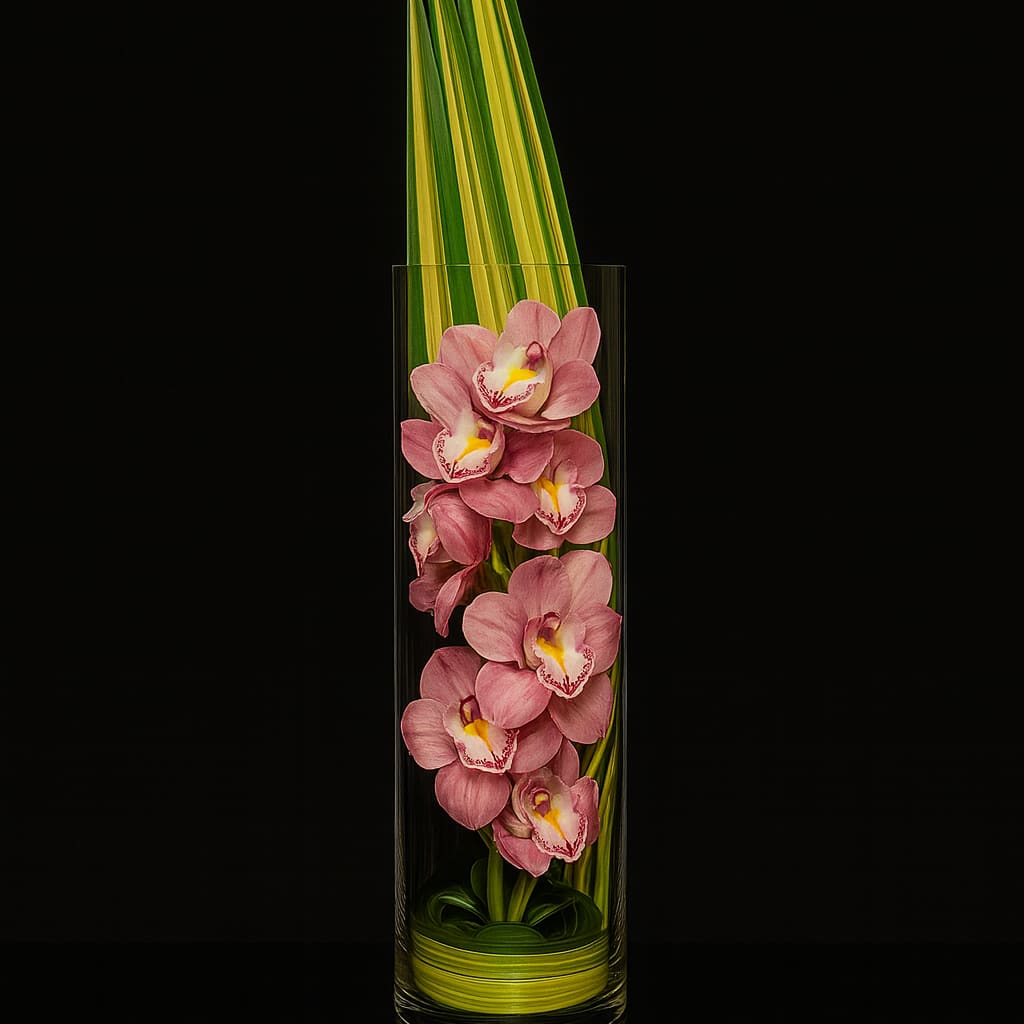 Cymbidium in Glass Flower Bouquet
