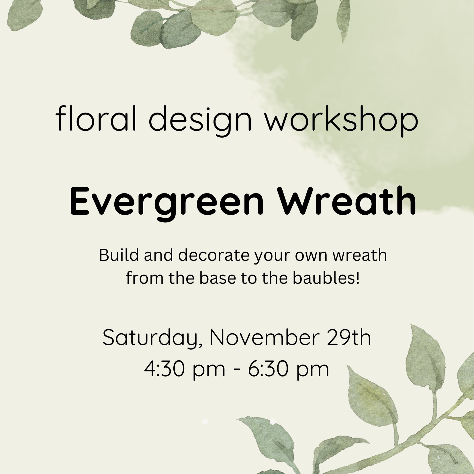 Workshop November 29th- Evergreen Wreath