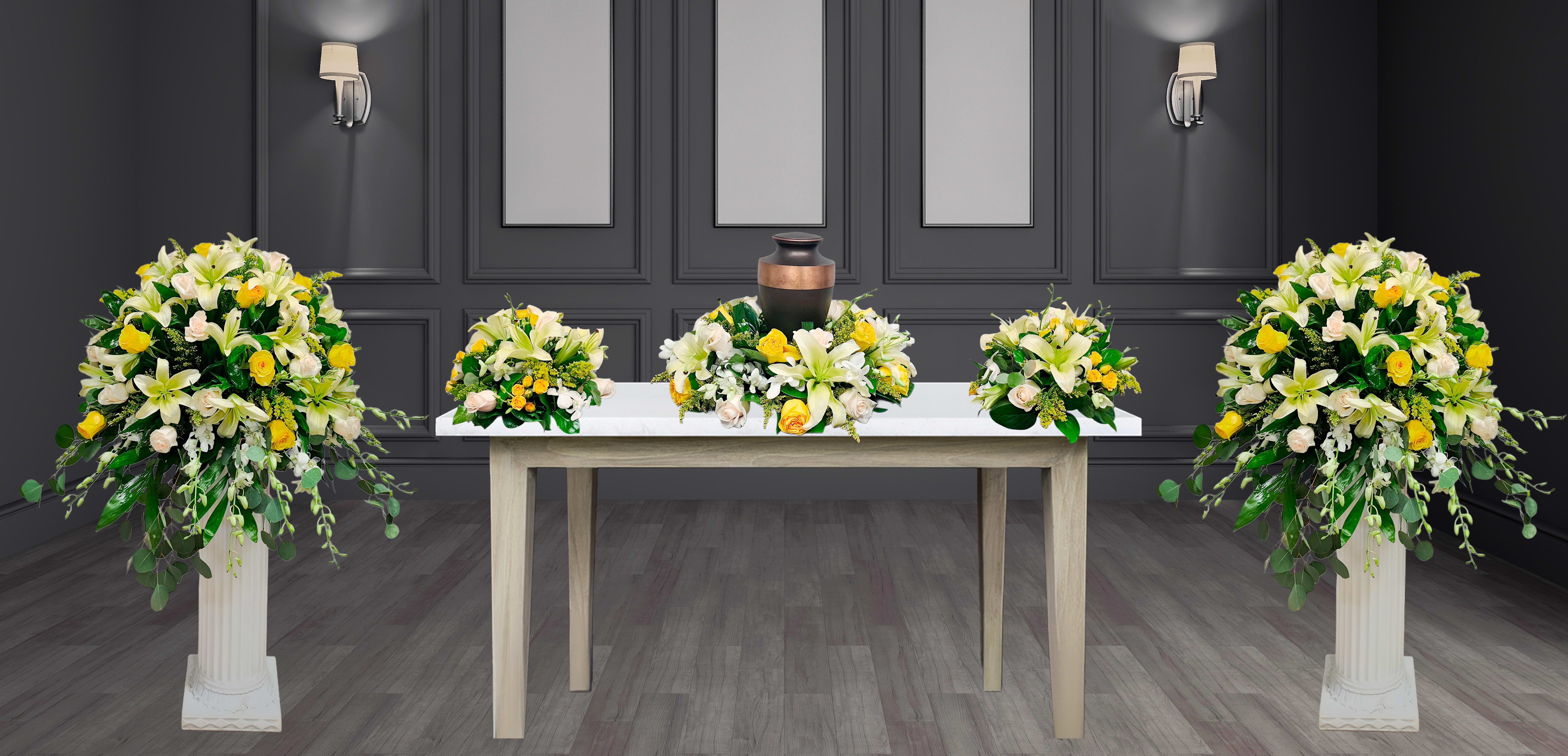 SAU-18 Set de urna rosas, lirios y orquídeas