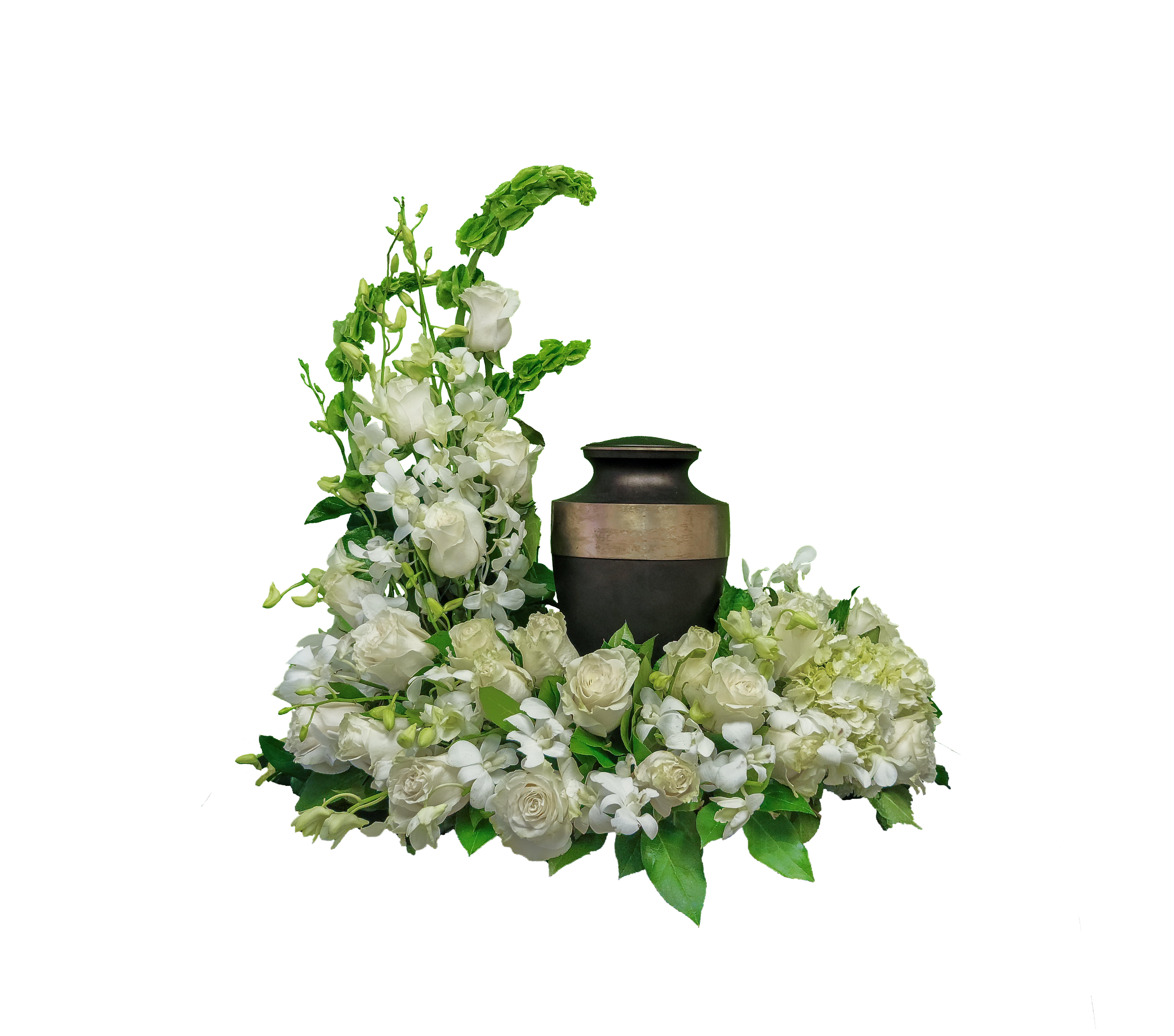 AU-15 Arreglo para urna de rosas, orquídeas y hortensias Flower Bouquet