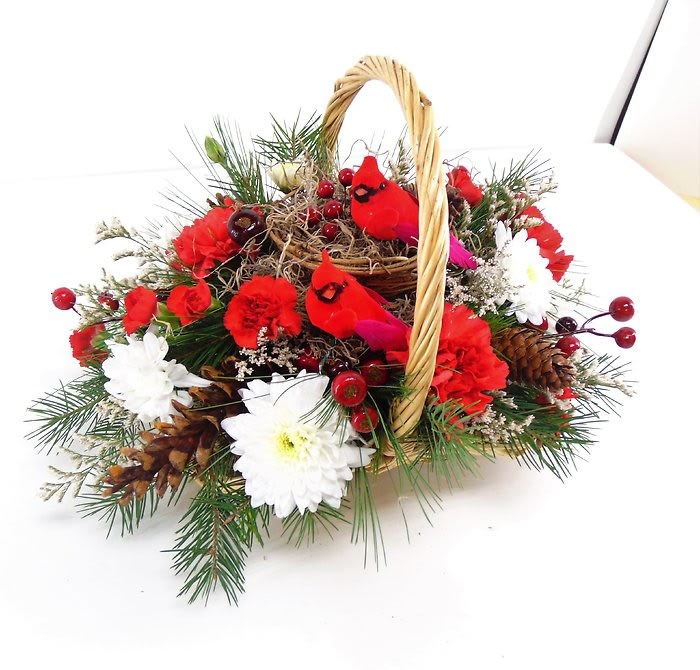 Red Feathered Friends Flower Bouquet