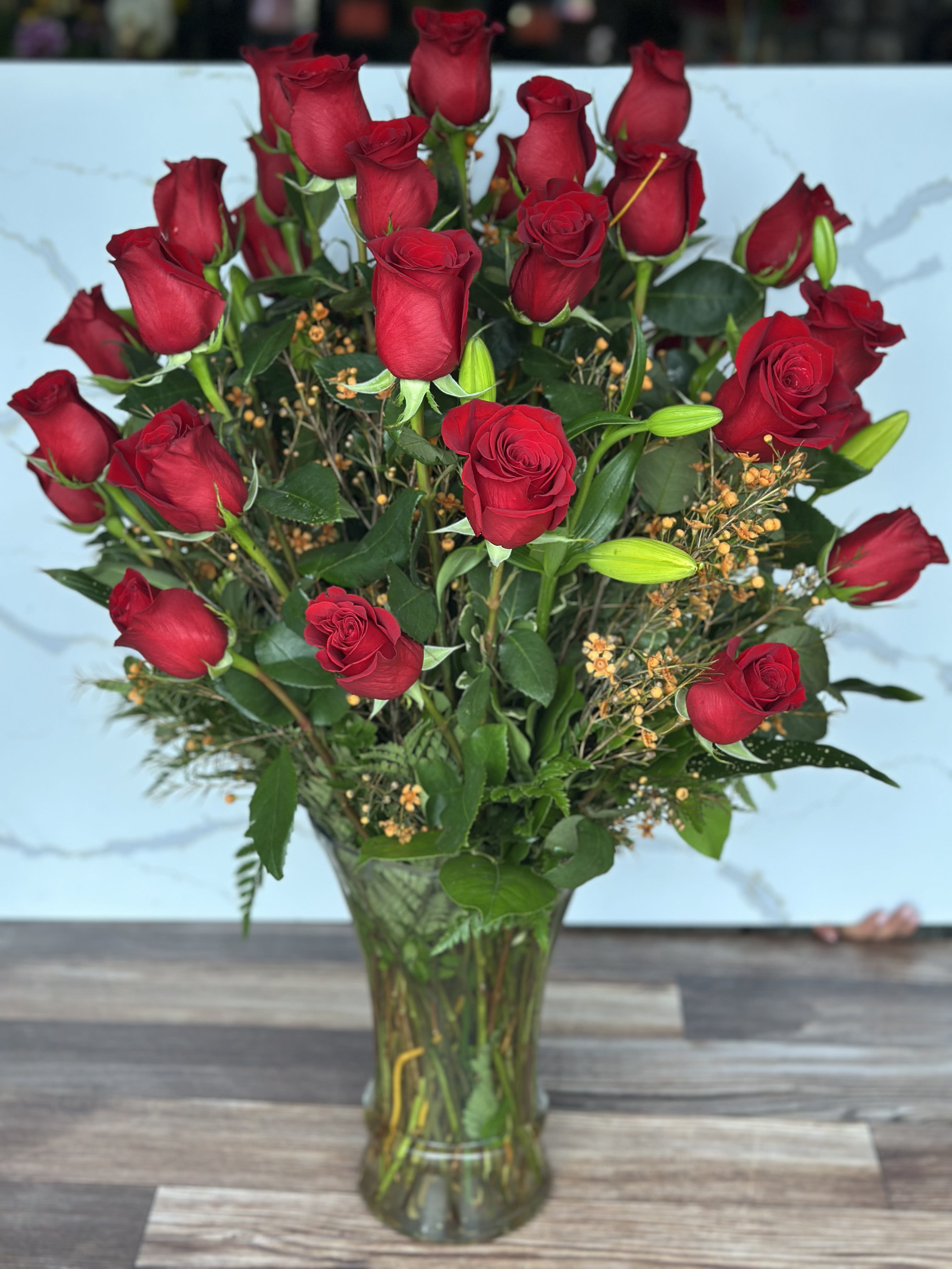 36 Rose Vase Flower Bouquet