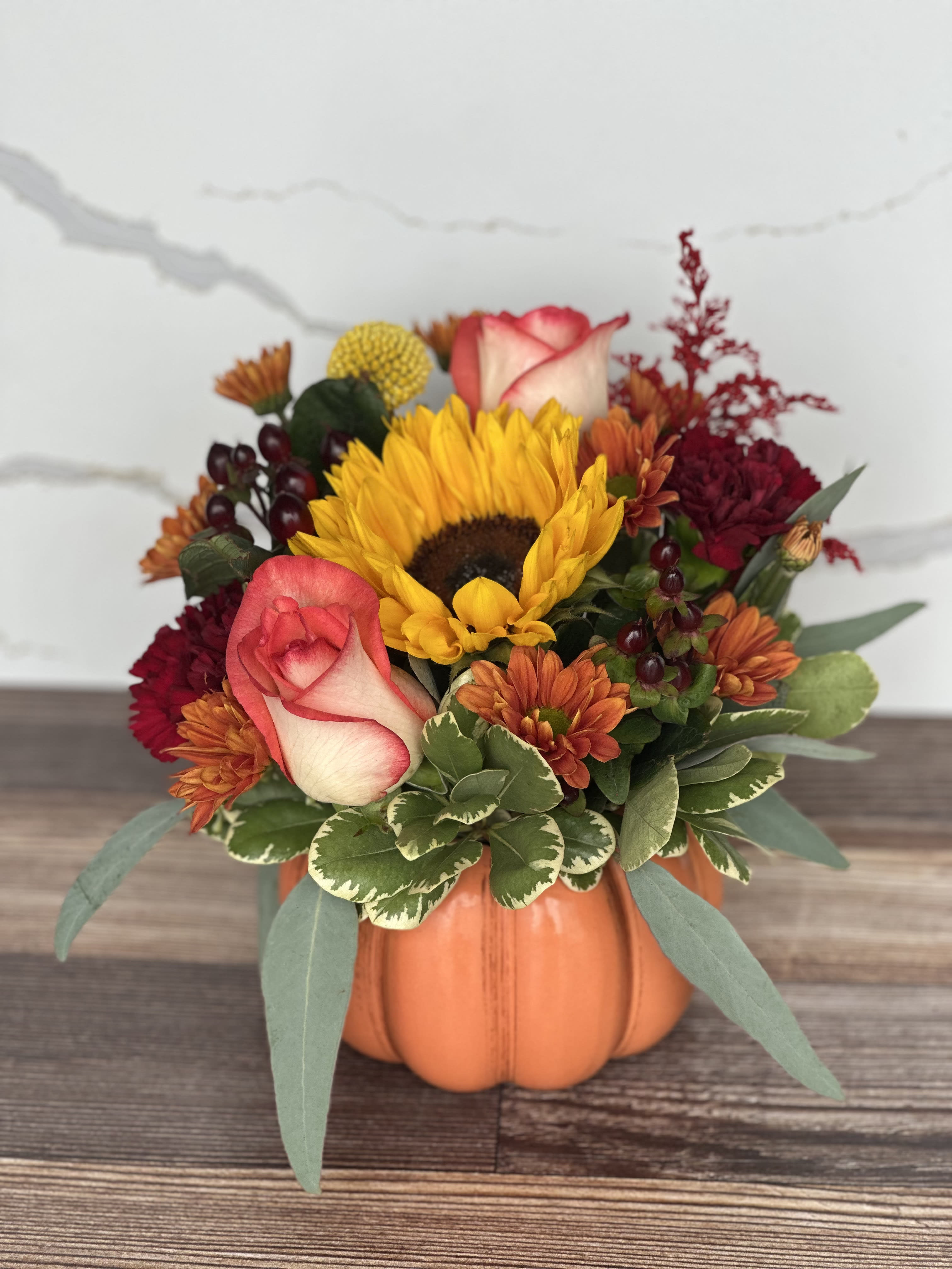 Small Pumpkin Vase Flower Bouquet