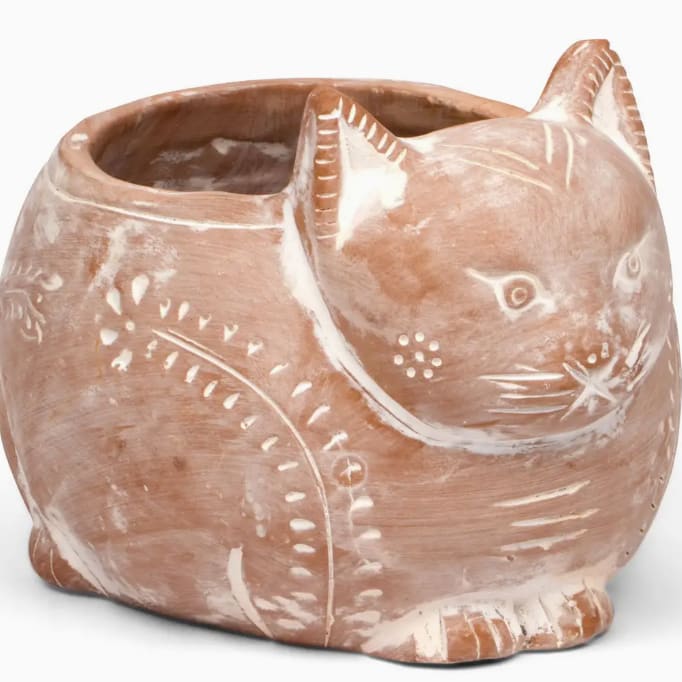 Crouching Cat Planter