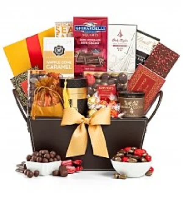 Chocolate Lovers Gift Basket Flower Bouquet