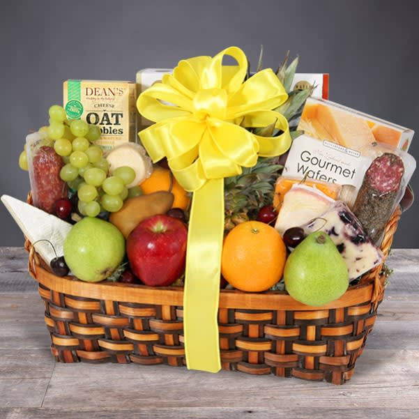 Gourmet Food Basket Flower Bouquet