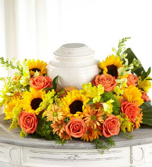 Faithful Sunflower Cremation Adornment Flower Bouquet