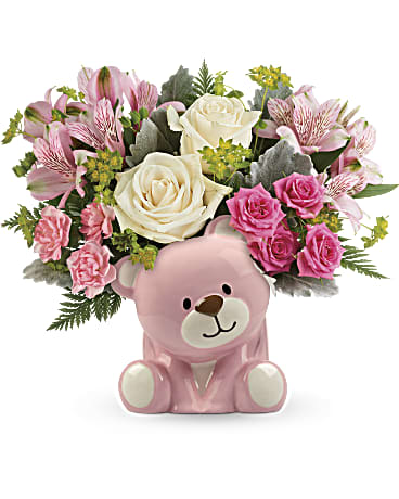 Teleflora’s Precious Pink Bear Bouquet Flower Bouquet