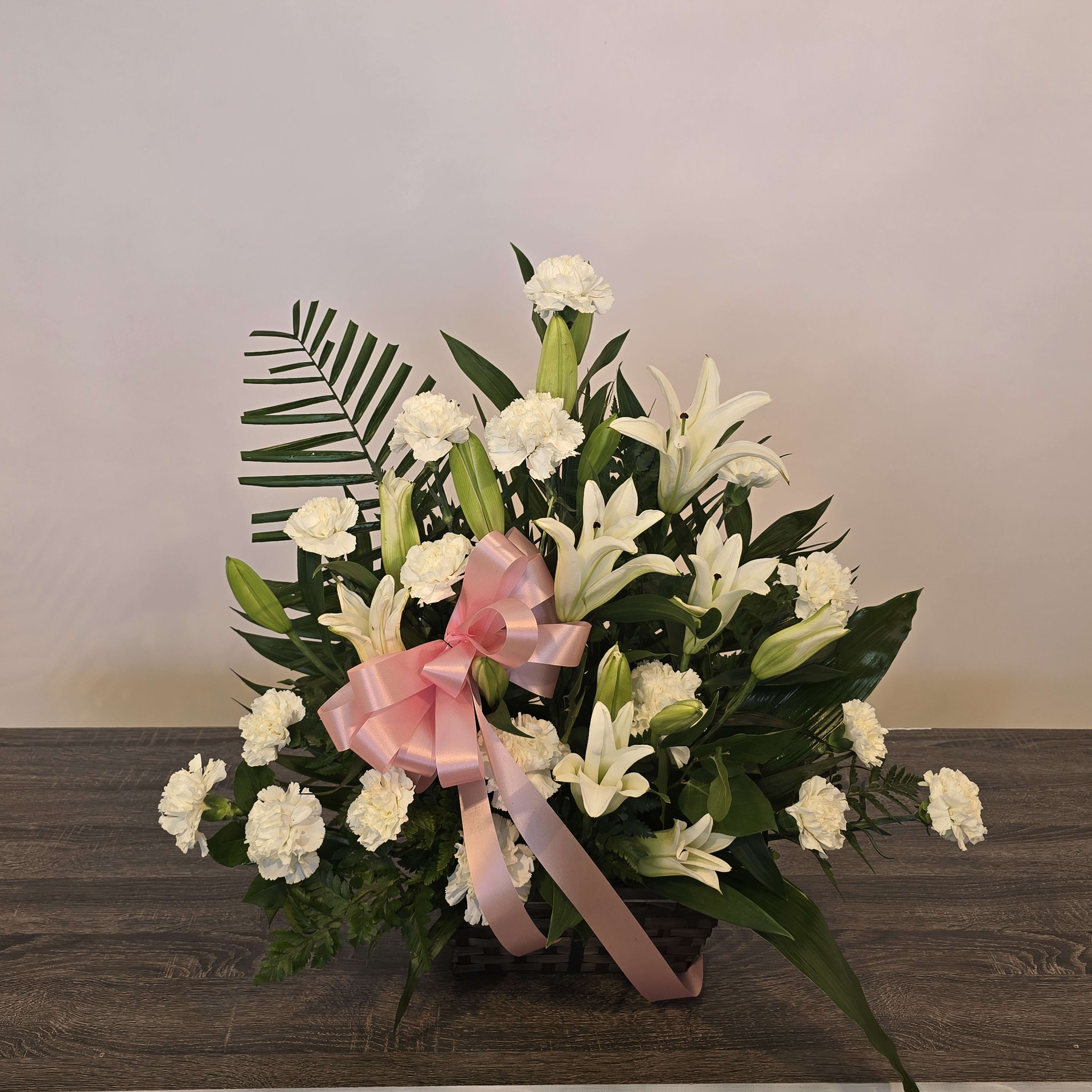 WHITE LILY SYMPATHIES Flower Bouquet