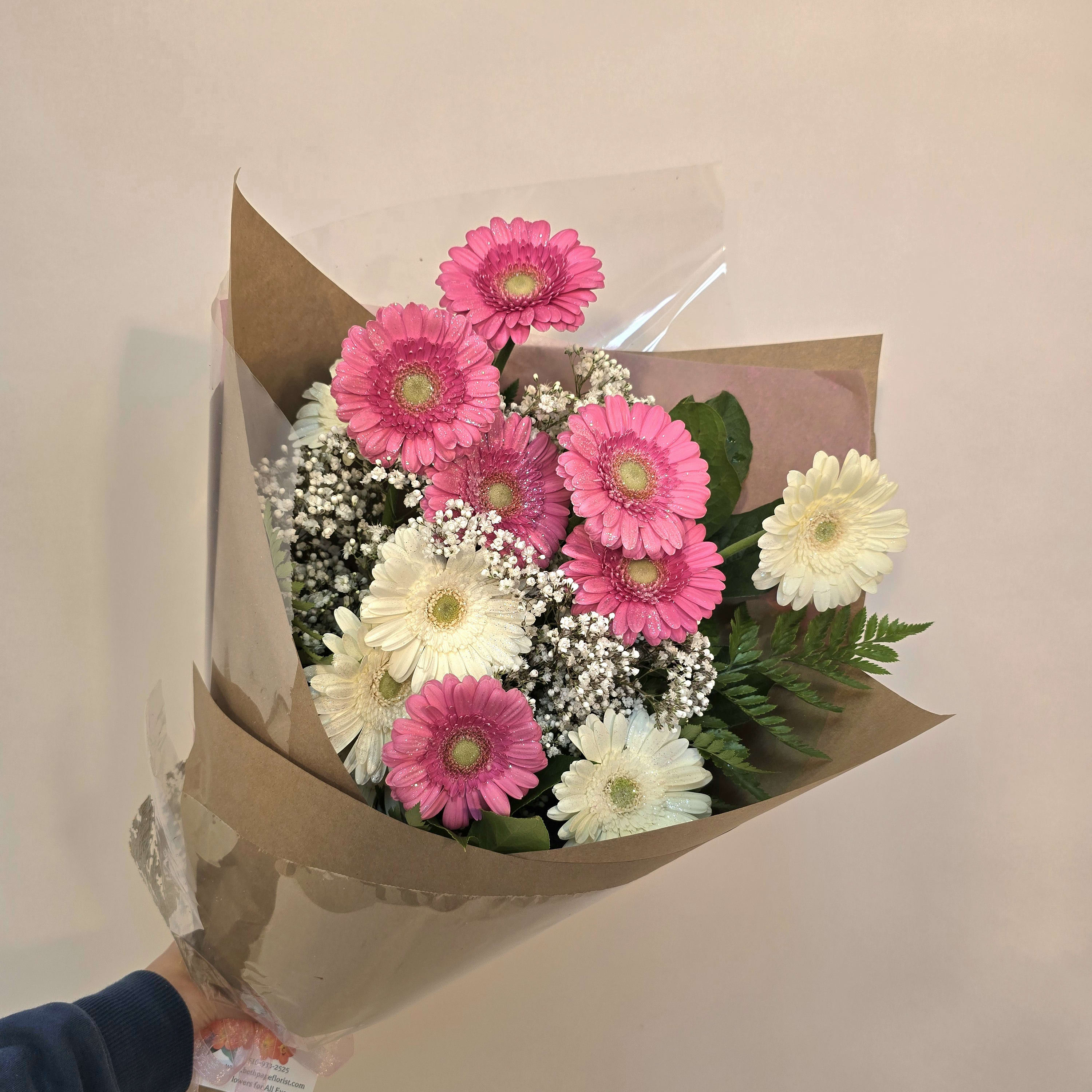 GERBERA GLITTER WRAPPED BOUQUET