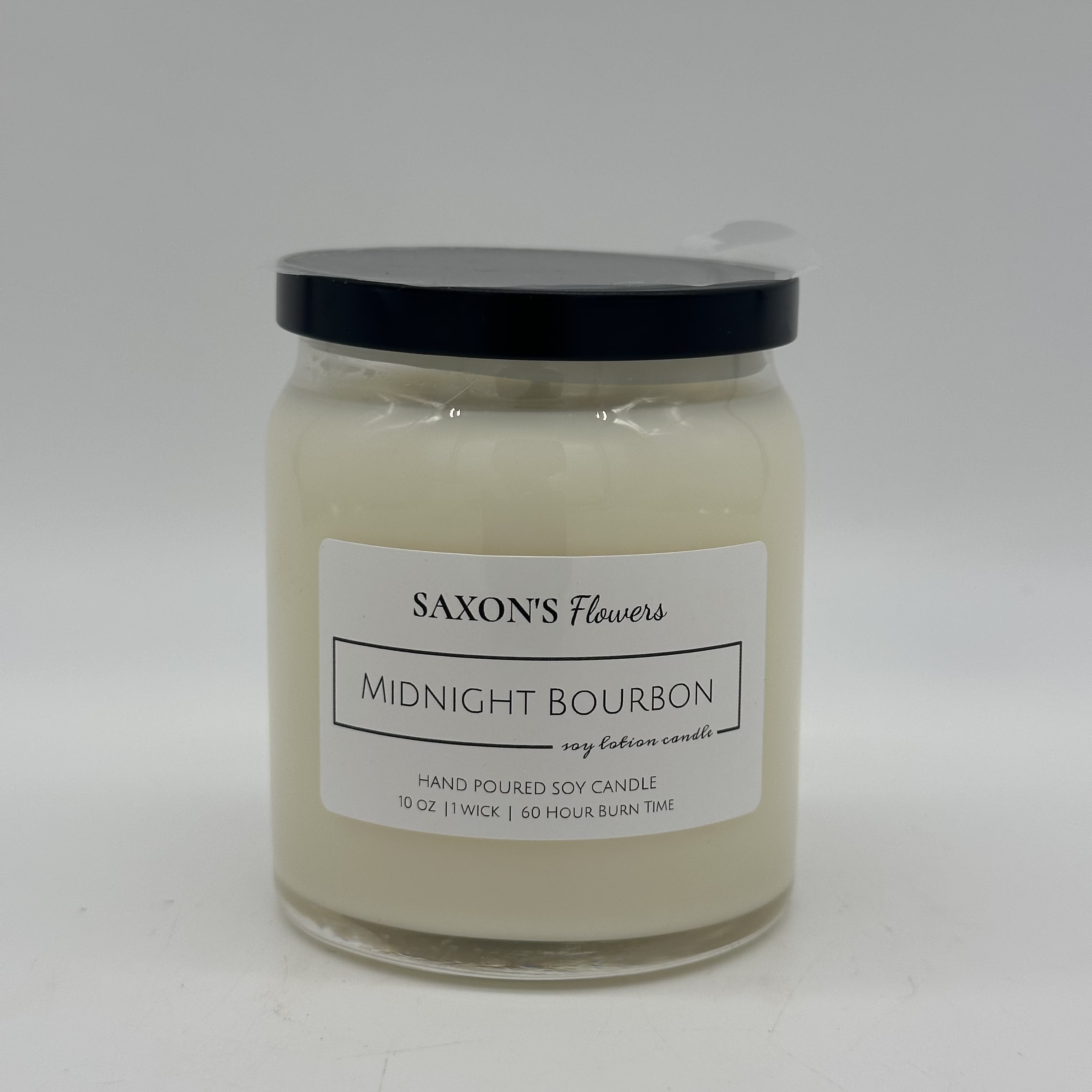 Saxon's Flowers Midnight Bourbon Candle Flower Bouquet