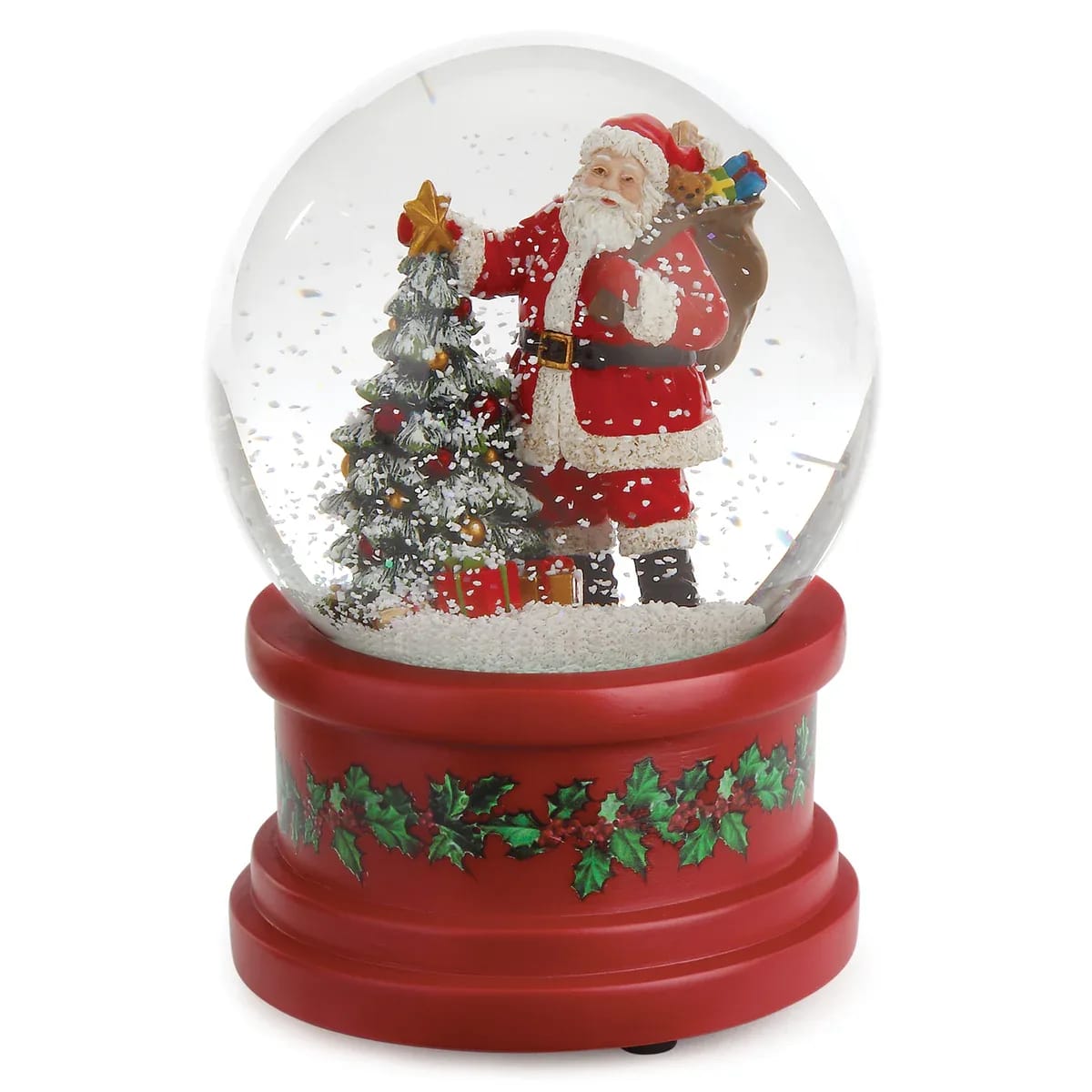 5.75''H MUSICAL SANTA WITH TREE WATERGLOBE "HERE COMES SANTA CLAUS"