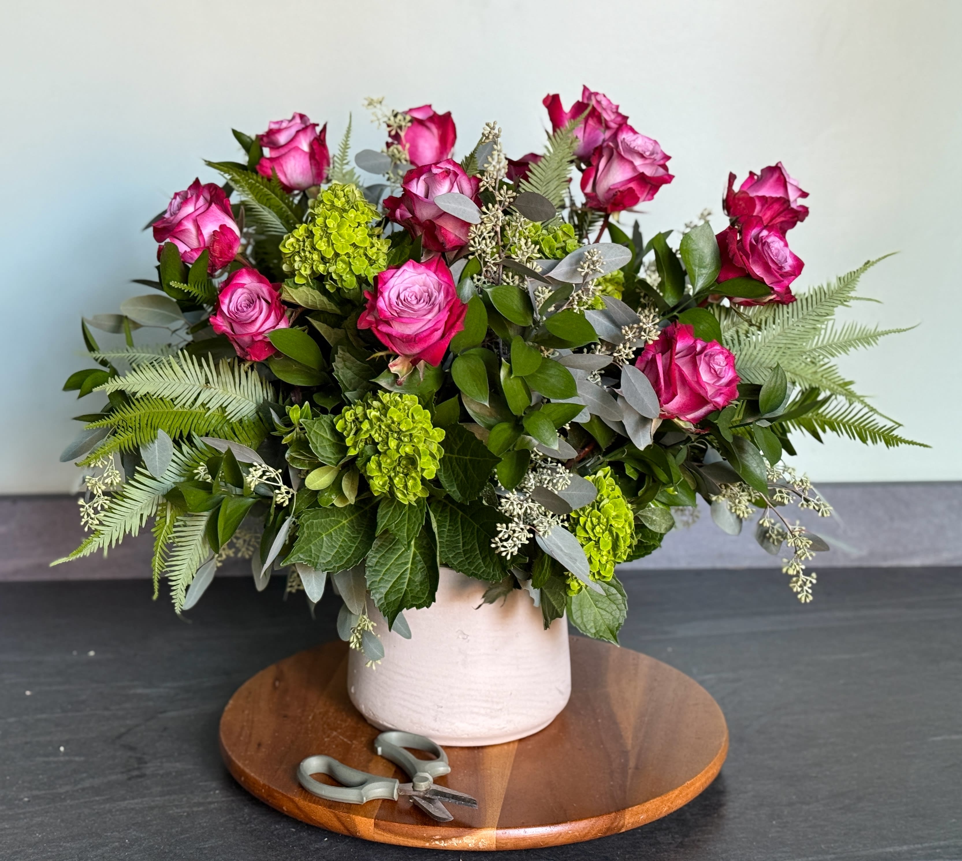 Deep Purple Dozen Roses Flower Bouquet