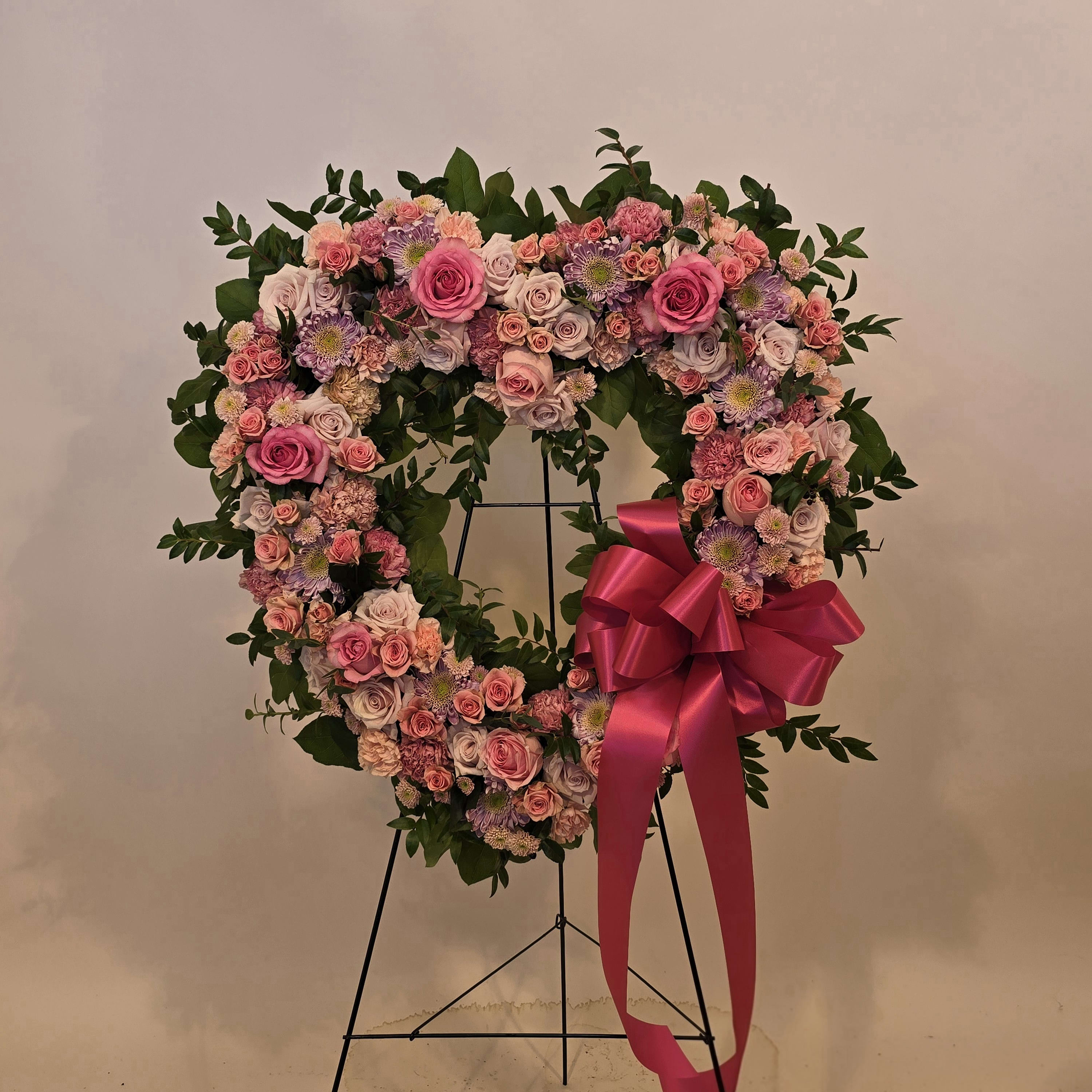 PINK AND LAVENDER OPEN HEART STAND
