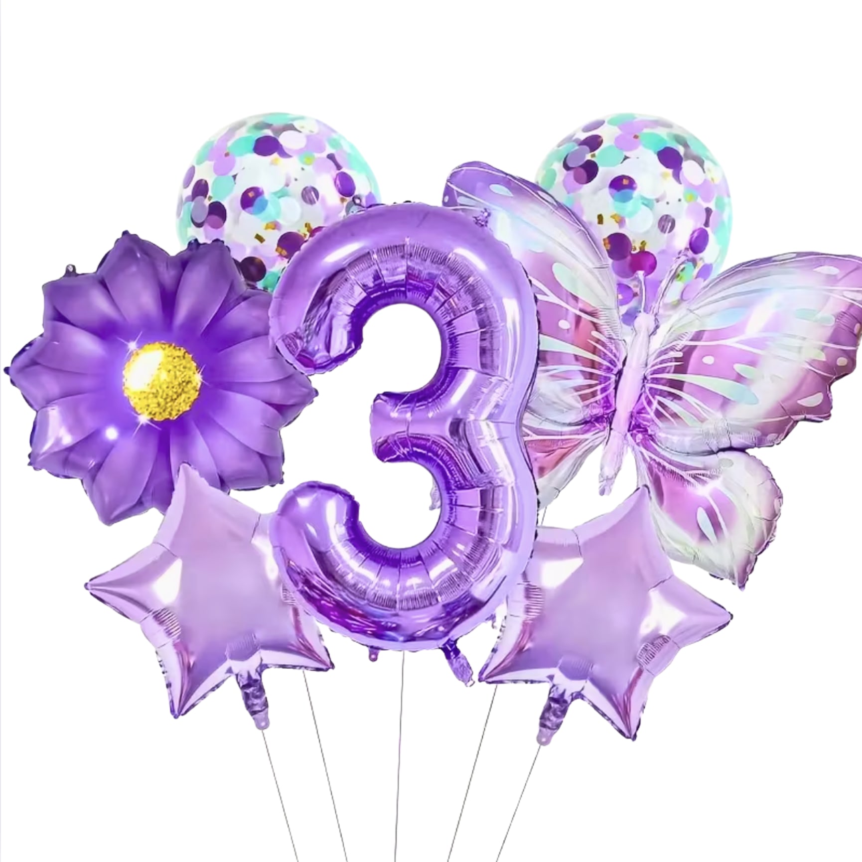 Butterfly 3rd Birthday Balloon Bouquet