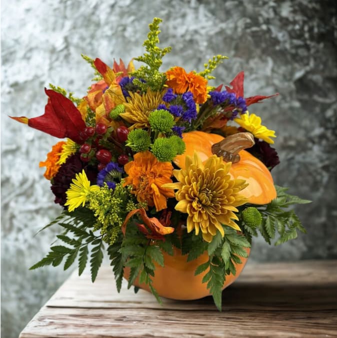 Pumpkin Floral Arrangment Flower Bouquet