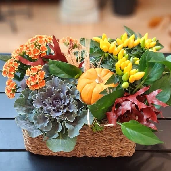 Autumn Glow Basket Flower Bouquet