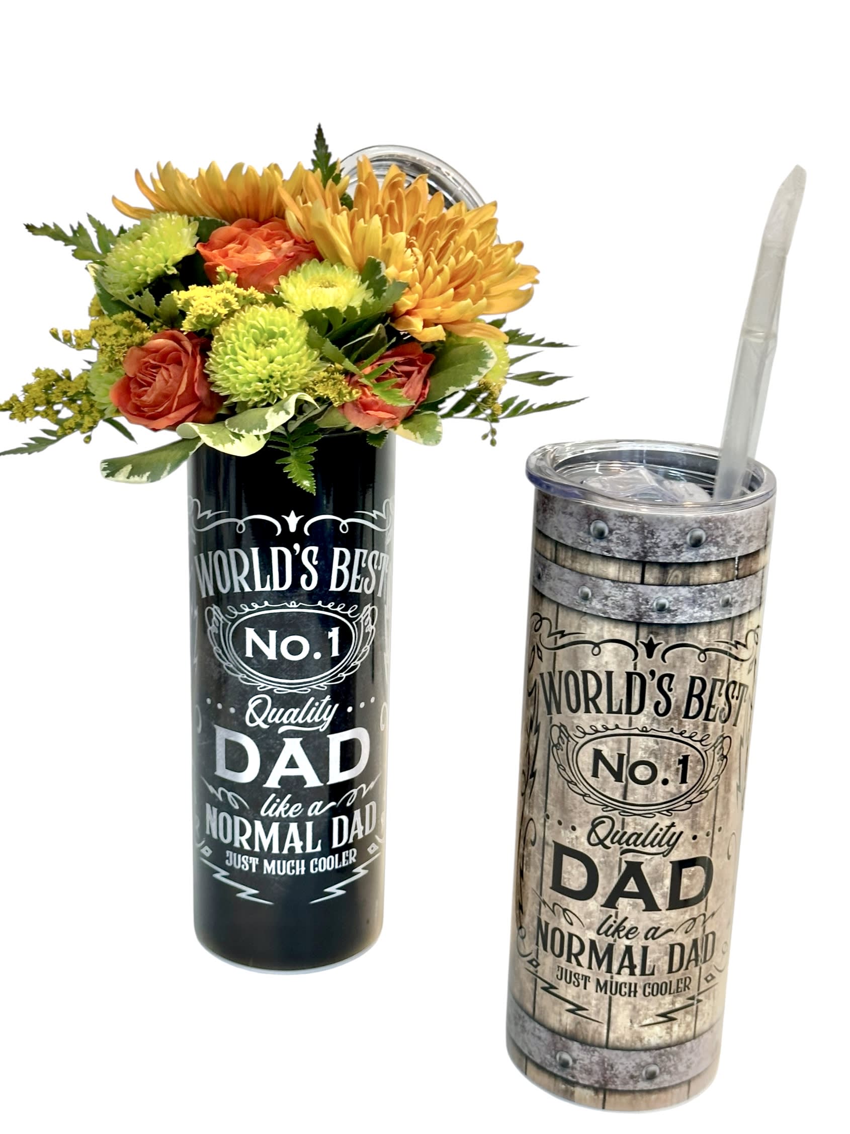 World's Best Dad Tumbler with Bouquet