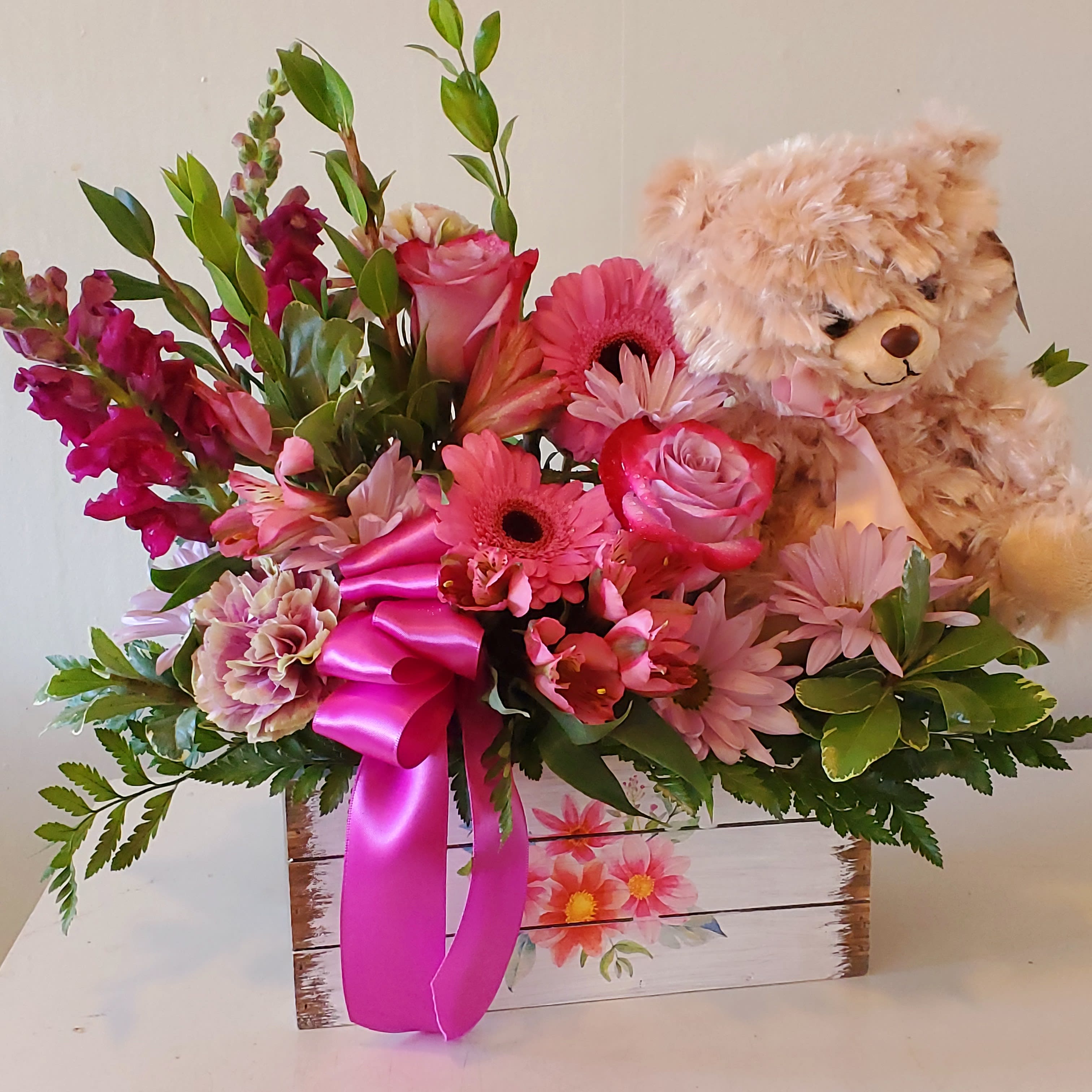 Baby Girl Flower Box with Stuffy