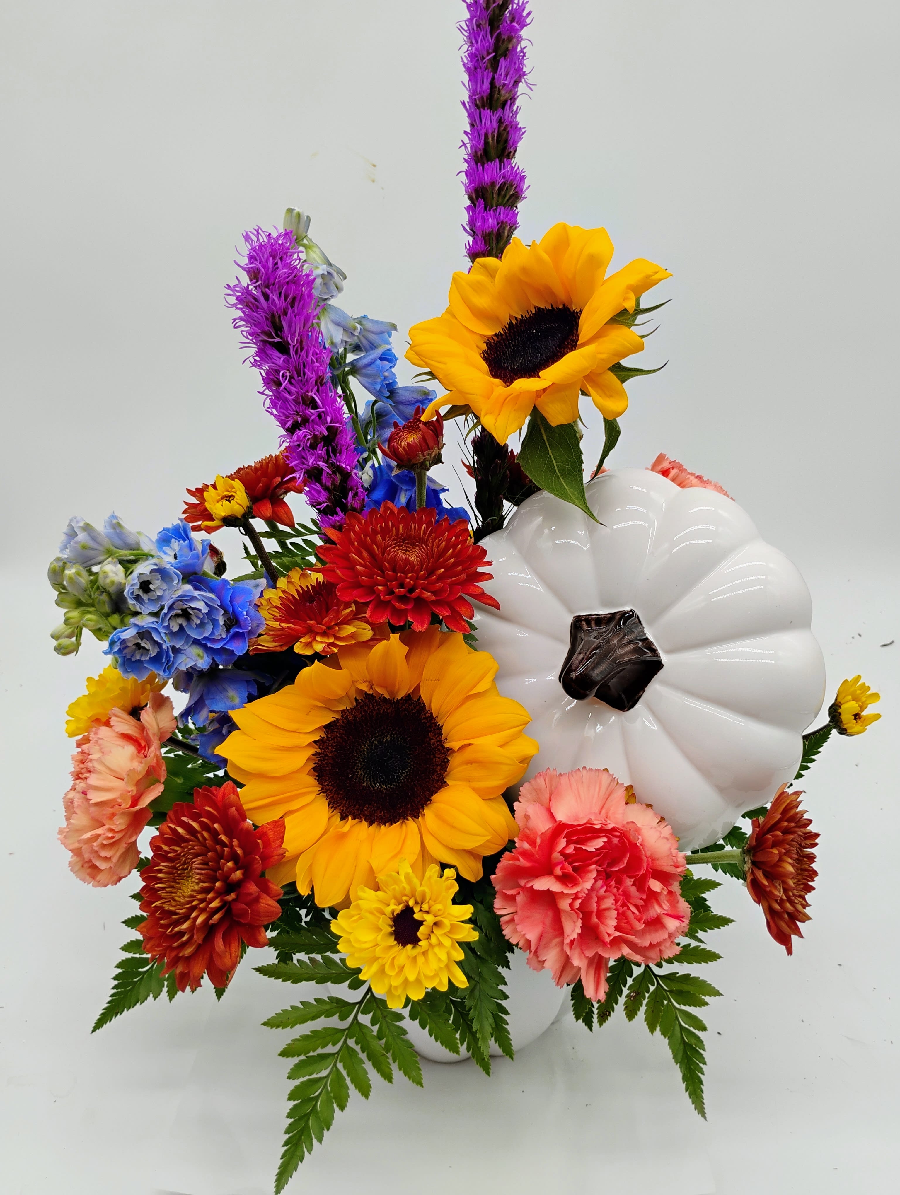 Frosty Fall White Pumpkin Flower Bouquet