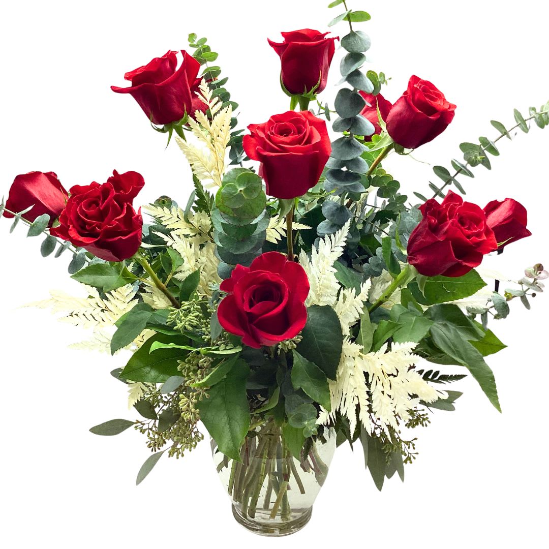Modern Dozen Red Roses Flower Bouquet