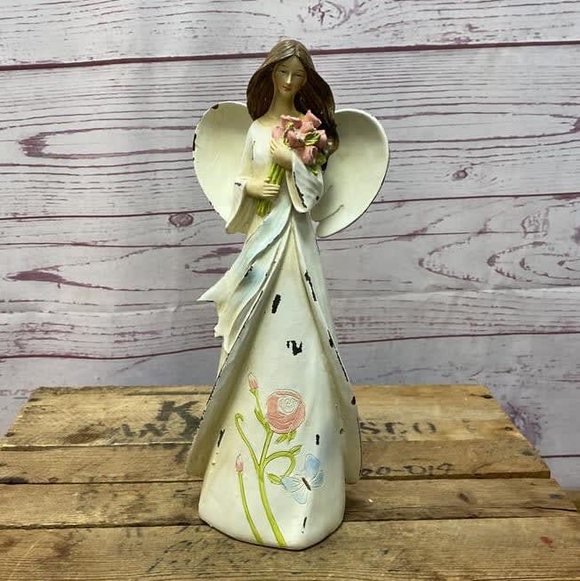 Angel with Floral Skirt Flower Bouquet