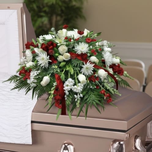 Graceful Red & White Casket Spray