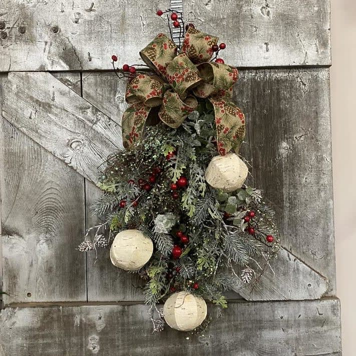 Birch Ornaments & Berries Silk (Artificial) Swag