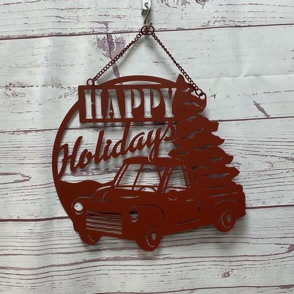 Happy Holidays Metal Garden Flag