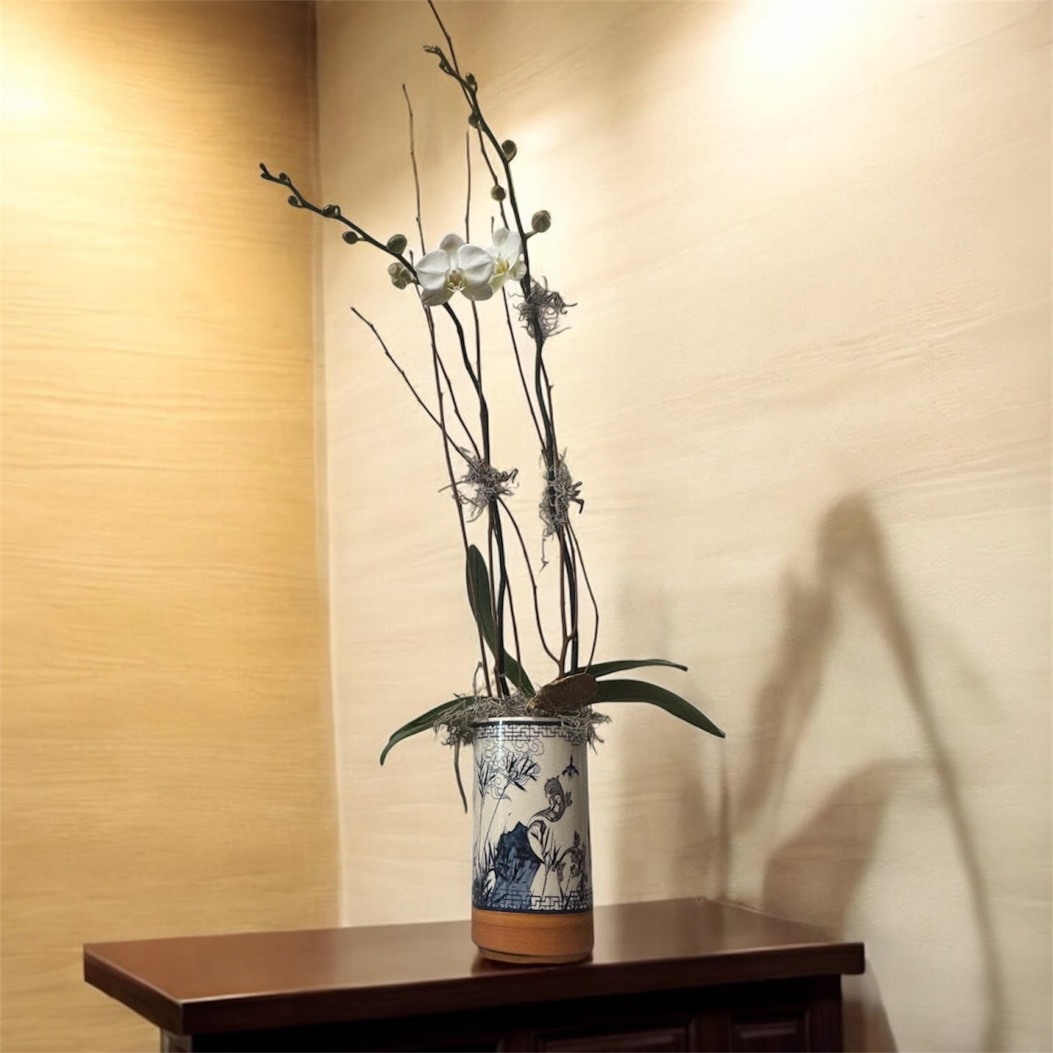 Double Spike White Phalaenopsis Orchid