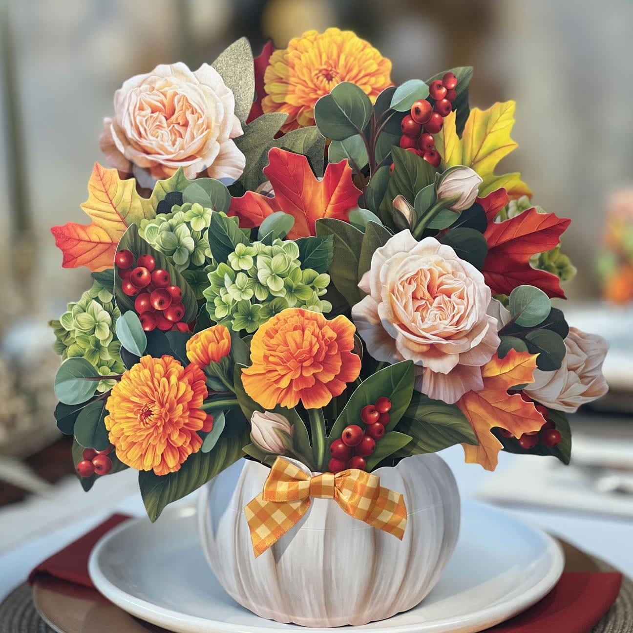 Freshcut Paper 3D Card Pumpkin Spice Flower Bouquet