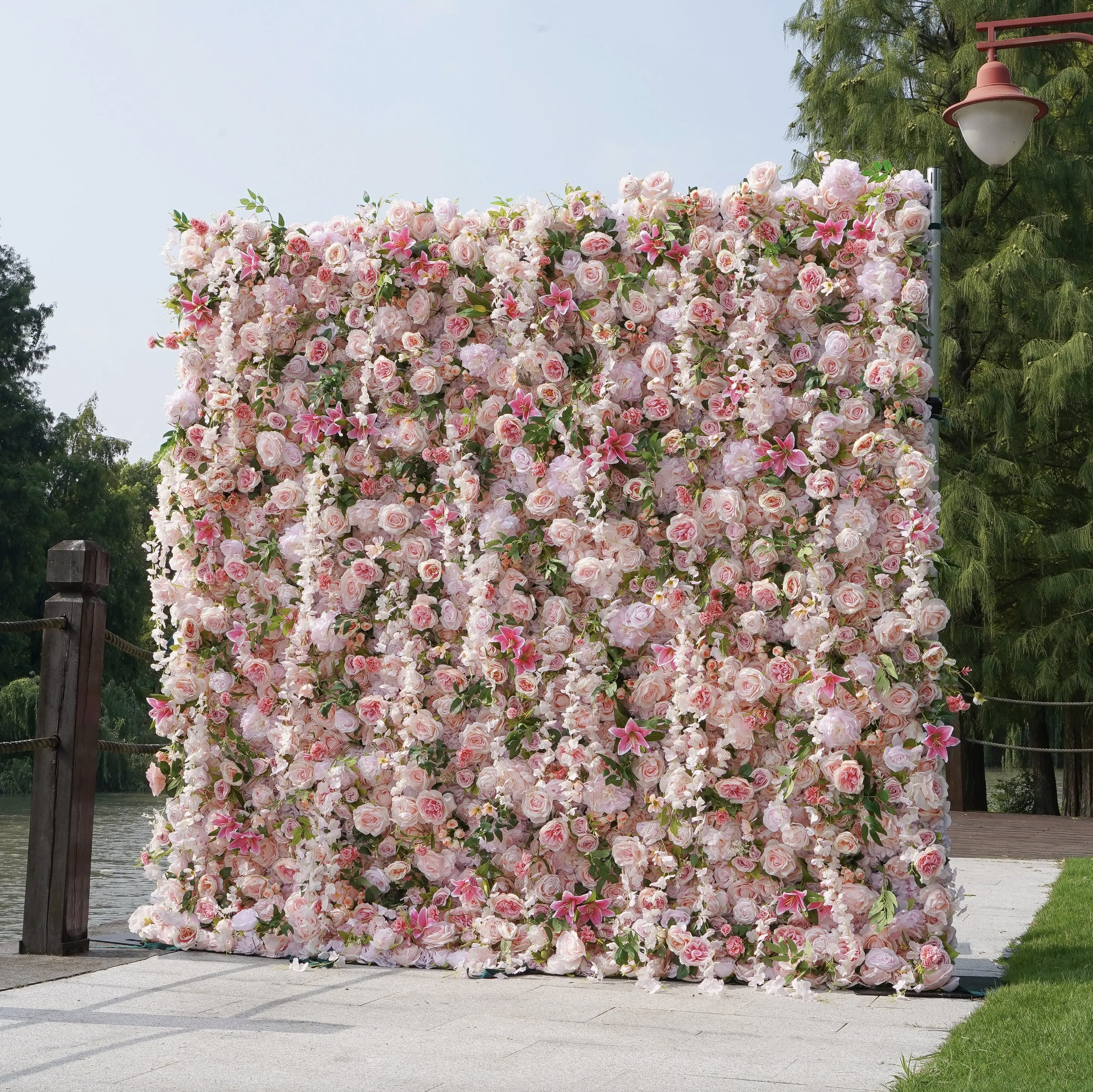 Elegant Pink Flower Wall Rental
