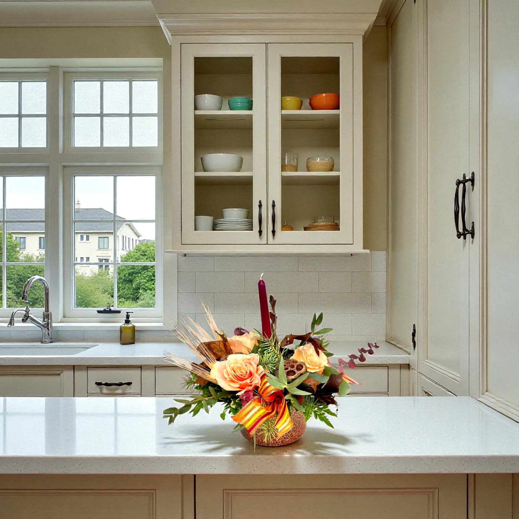 Autumn Rose Glow Centerpiece Flower Bouquet