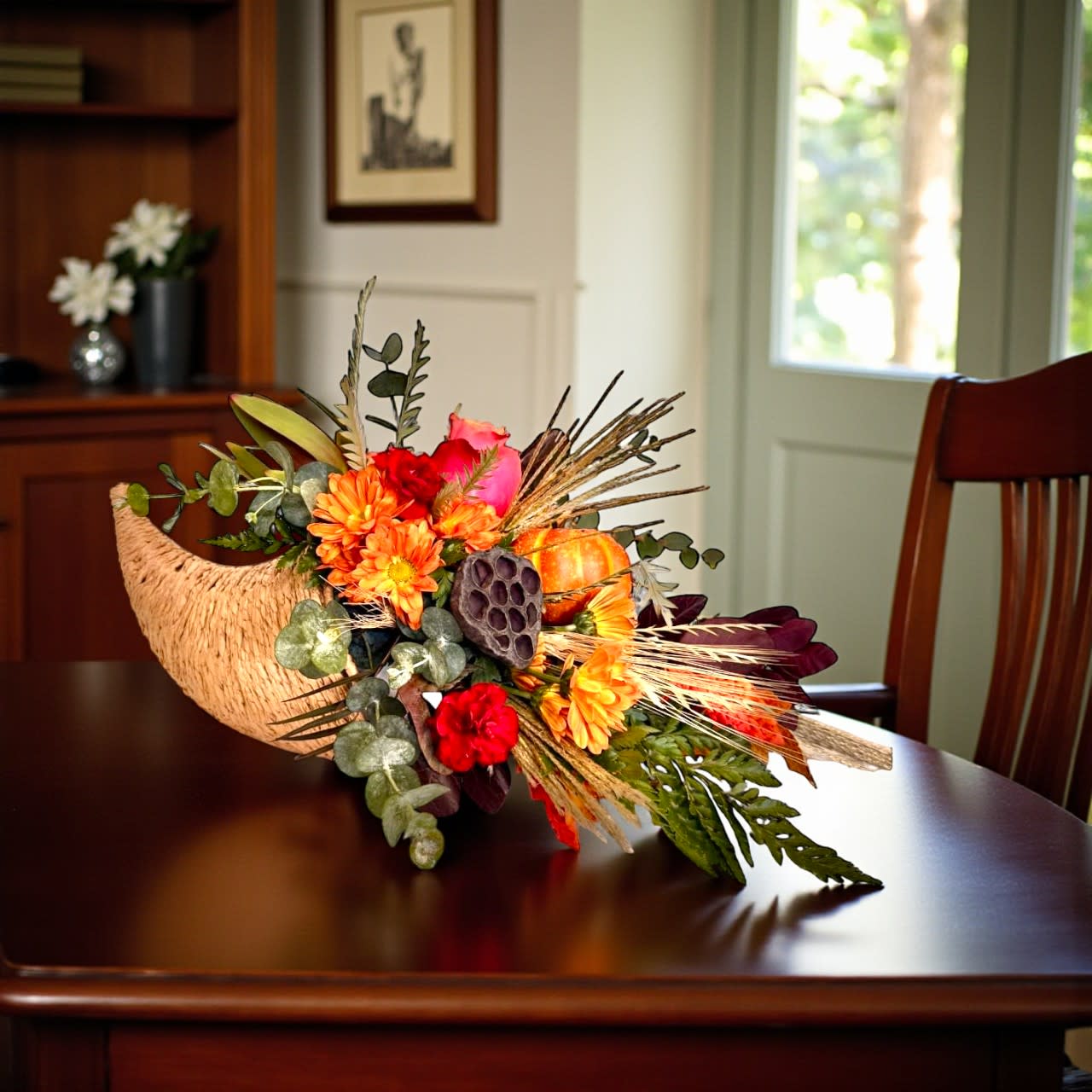 Rustic Harvest Cornucopia Centerpiece