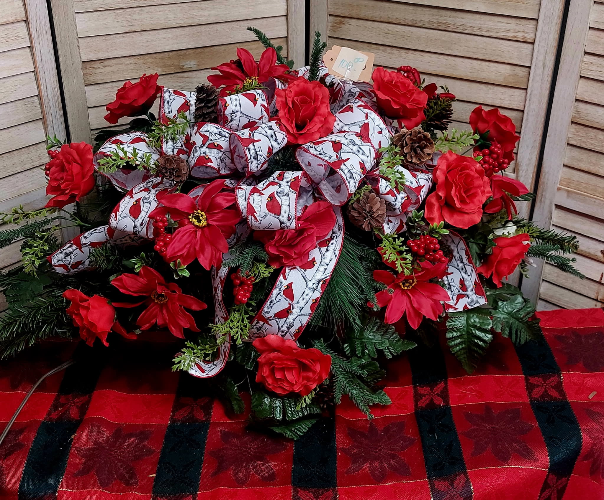 Red Cardinal Holiday Saddle Flower Bouquet