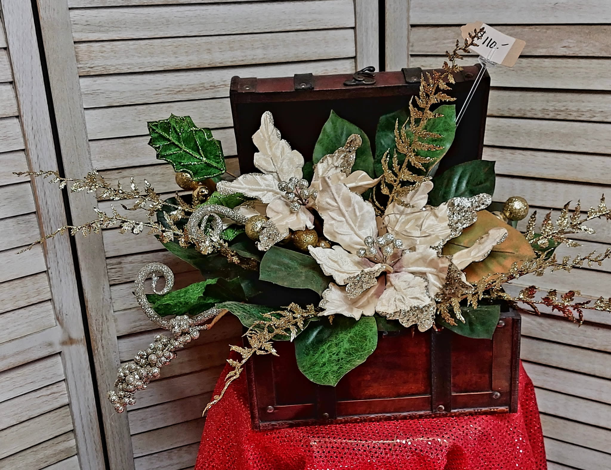 Pretty Poinsettia and Magnolia Trunk Flower Bouquet