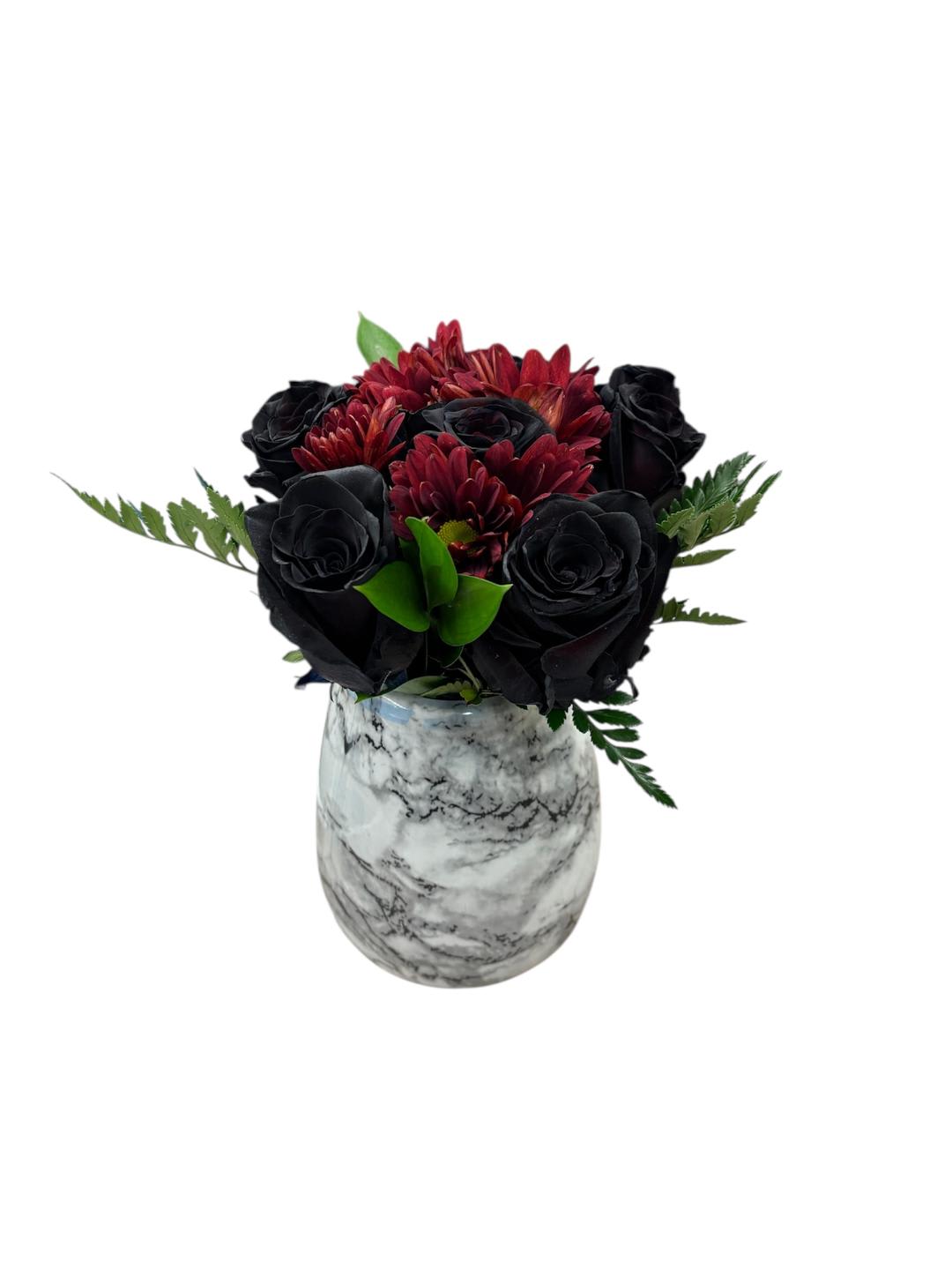 Midnight Marble No Spill Vase Flower Bouquet