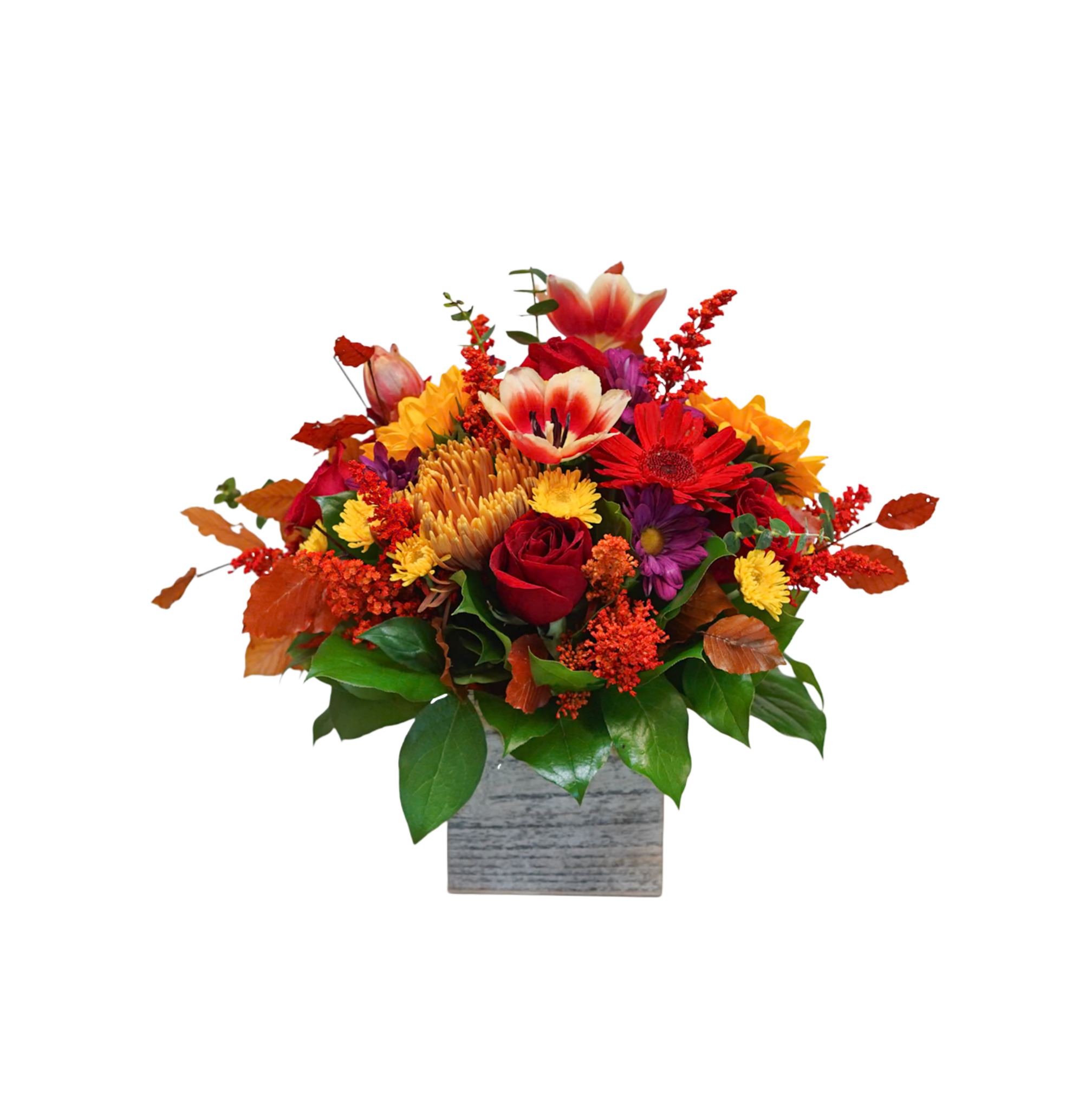 FL-17 Arreglo de spiders, margaritas, tulipanes, girasoles, gerberas y rosas