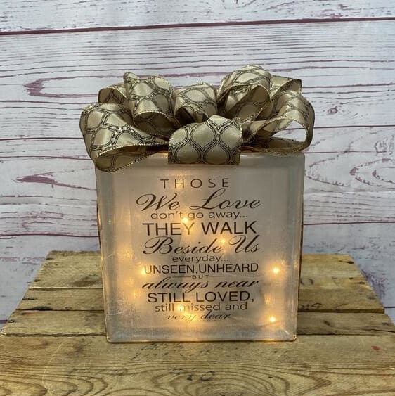 Those We Love Lighted Glass Block