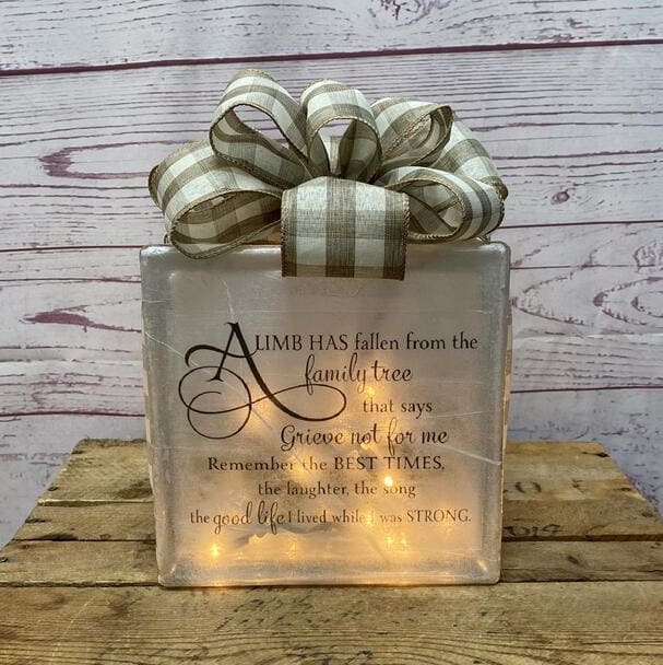 Family Tree Lighted Glass Block