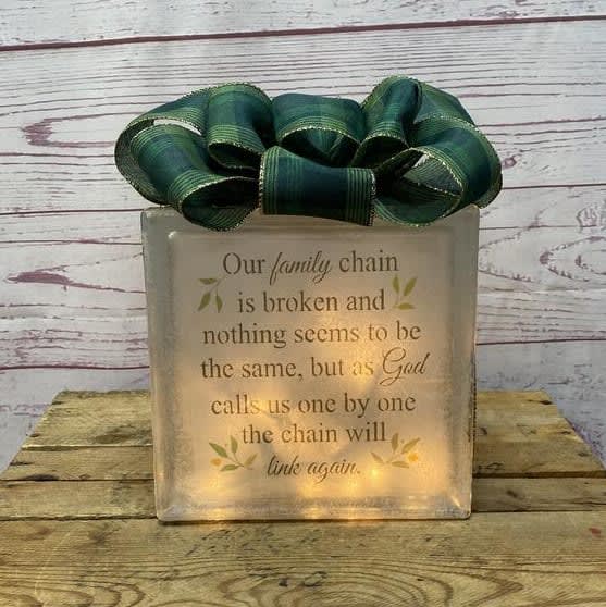 Family Chain Lighted Glass Block