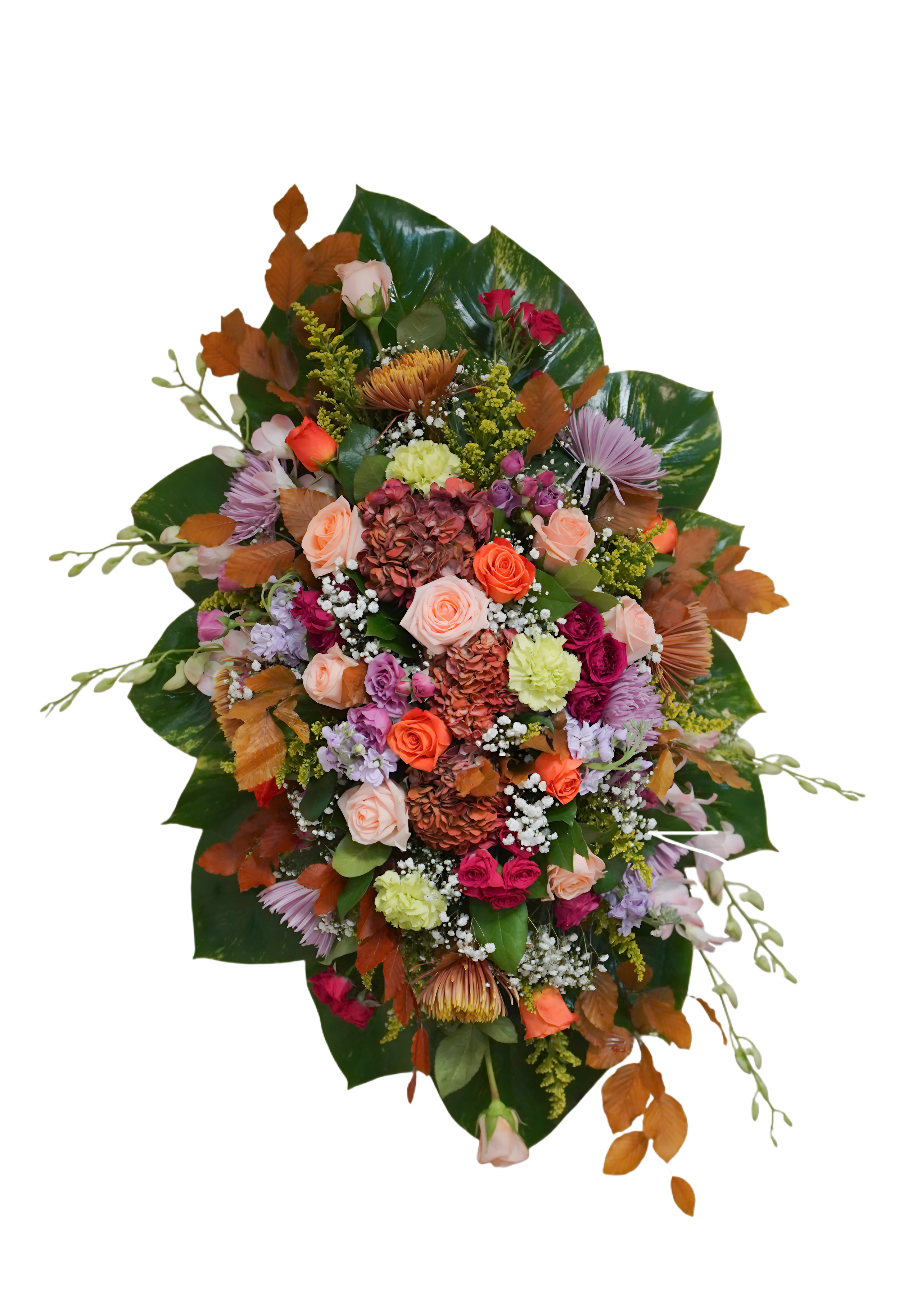 CFL-12 Corona de spiders, hortensias, rosas, claveles, stocks y orquídeas Flower Bouquet