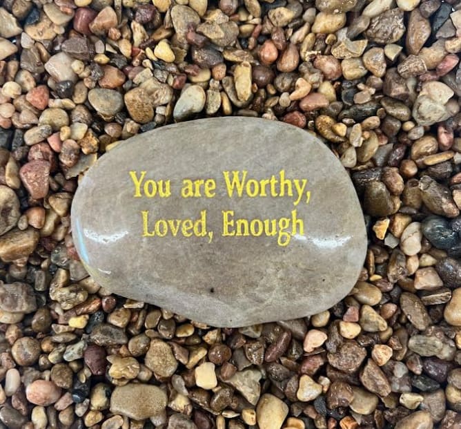 You Are Worthy, Loved, Enough Stone Flower Bouquet