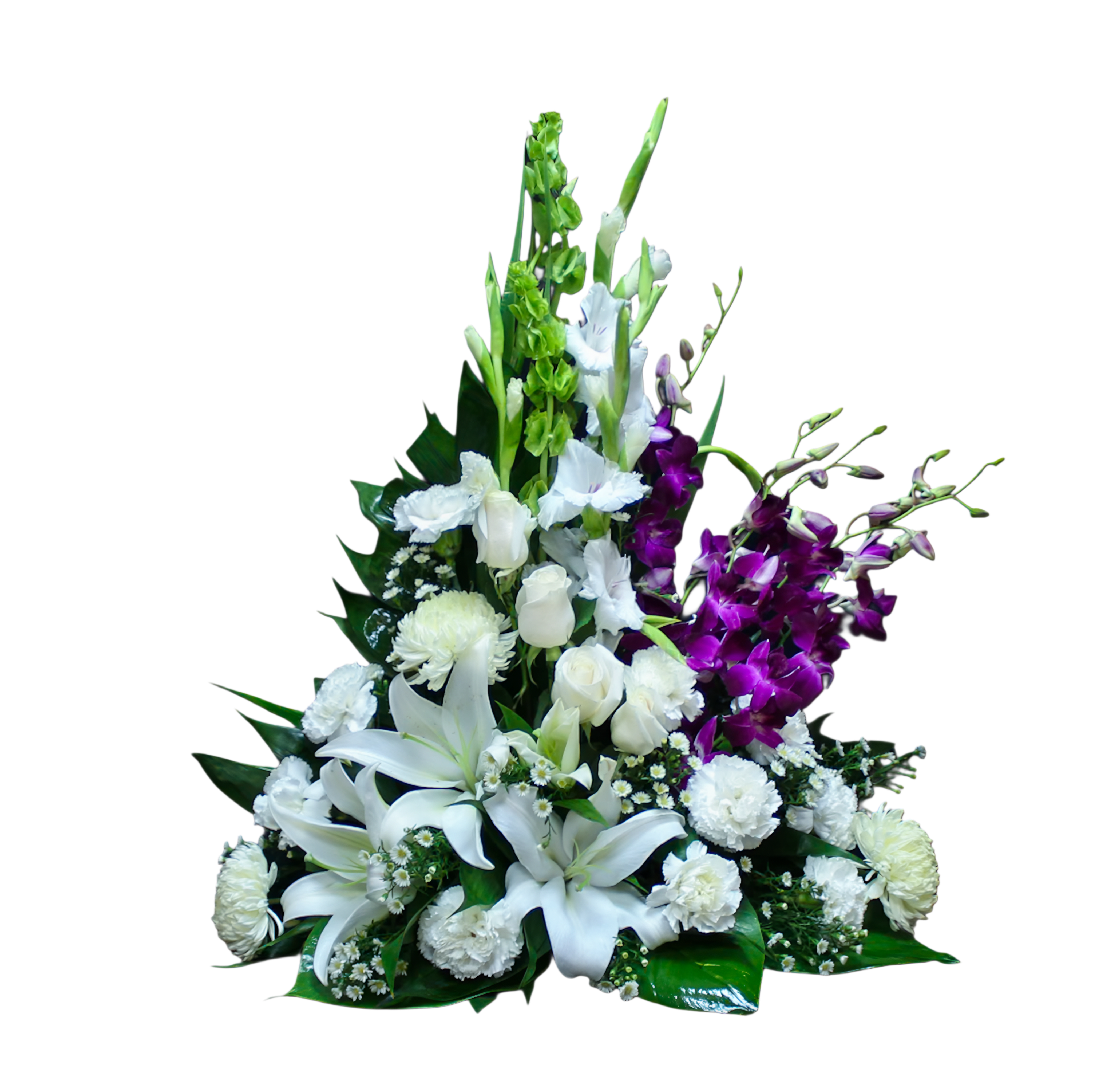 AF-12 Arreglo de rosas, claveles, crisantemos, lirios, stocks y orquídeas Flower Bouquet