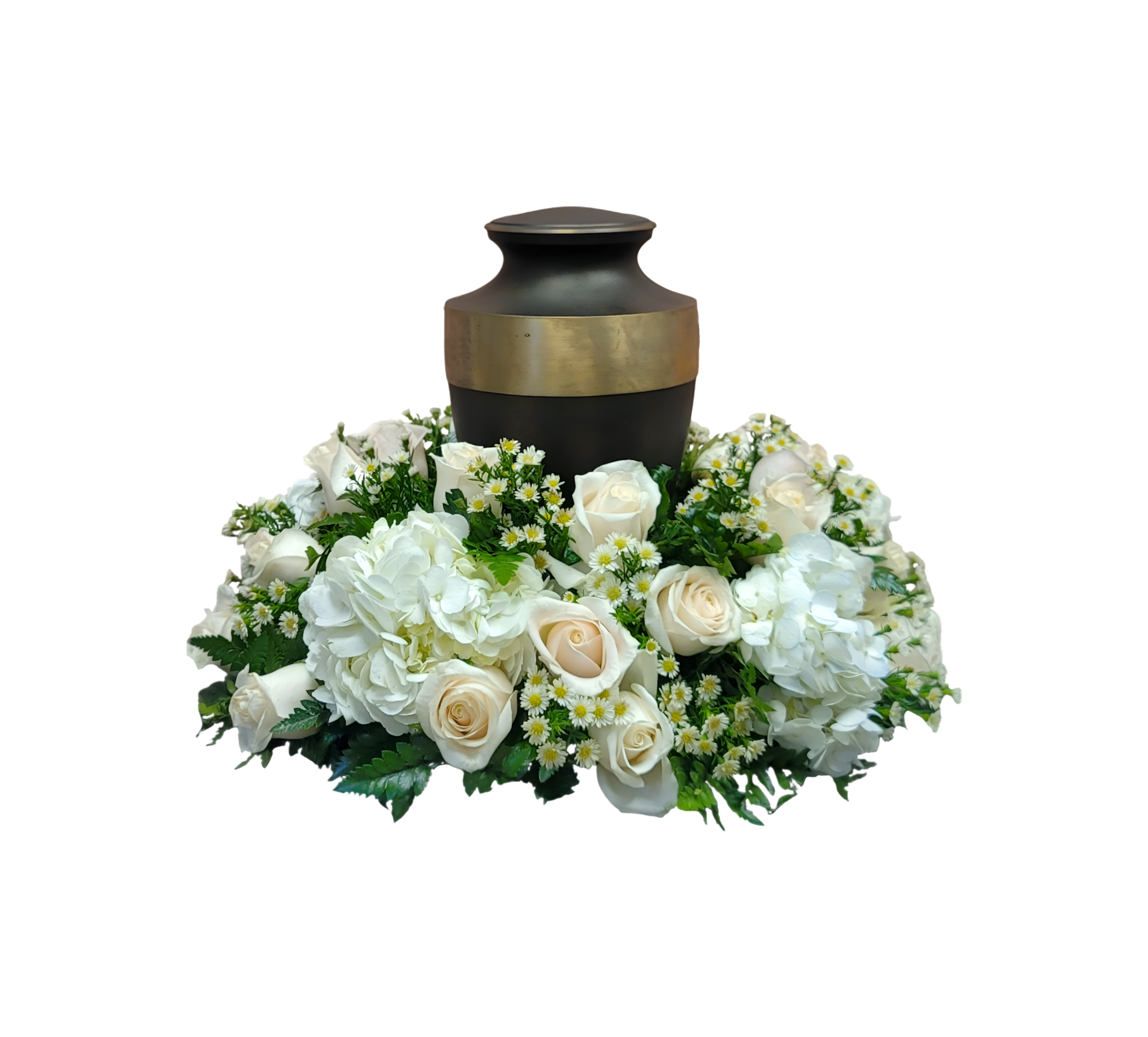 AU-4 Arreglo para urna de rosas, hortensias y montecasino Flower Bouquet