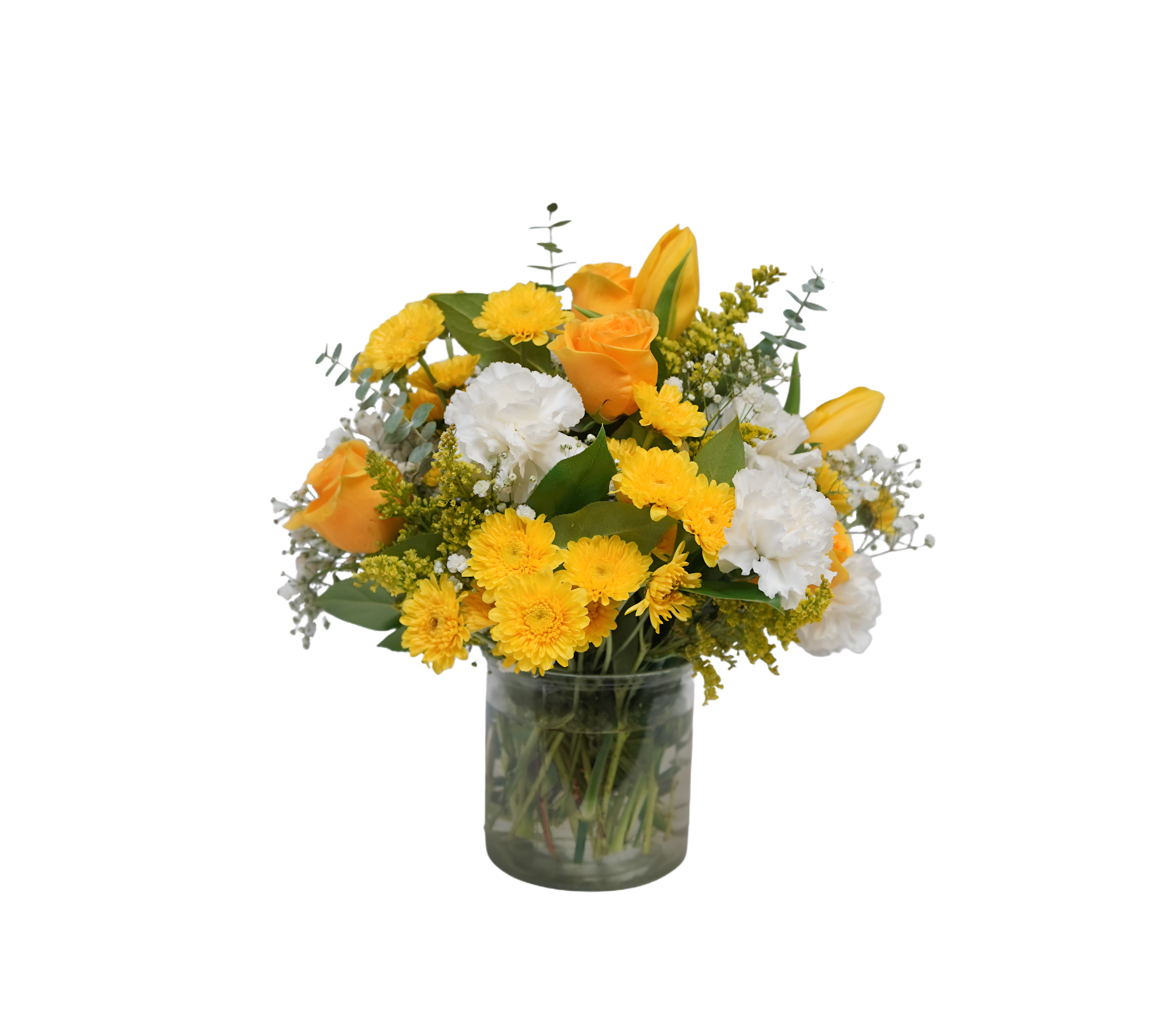 GT-12 Arreglo de pompones, rosas, claveles y tulipanes Flower Bouquet